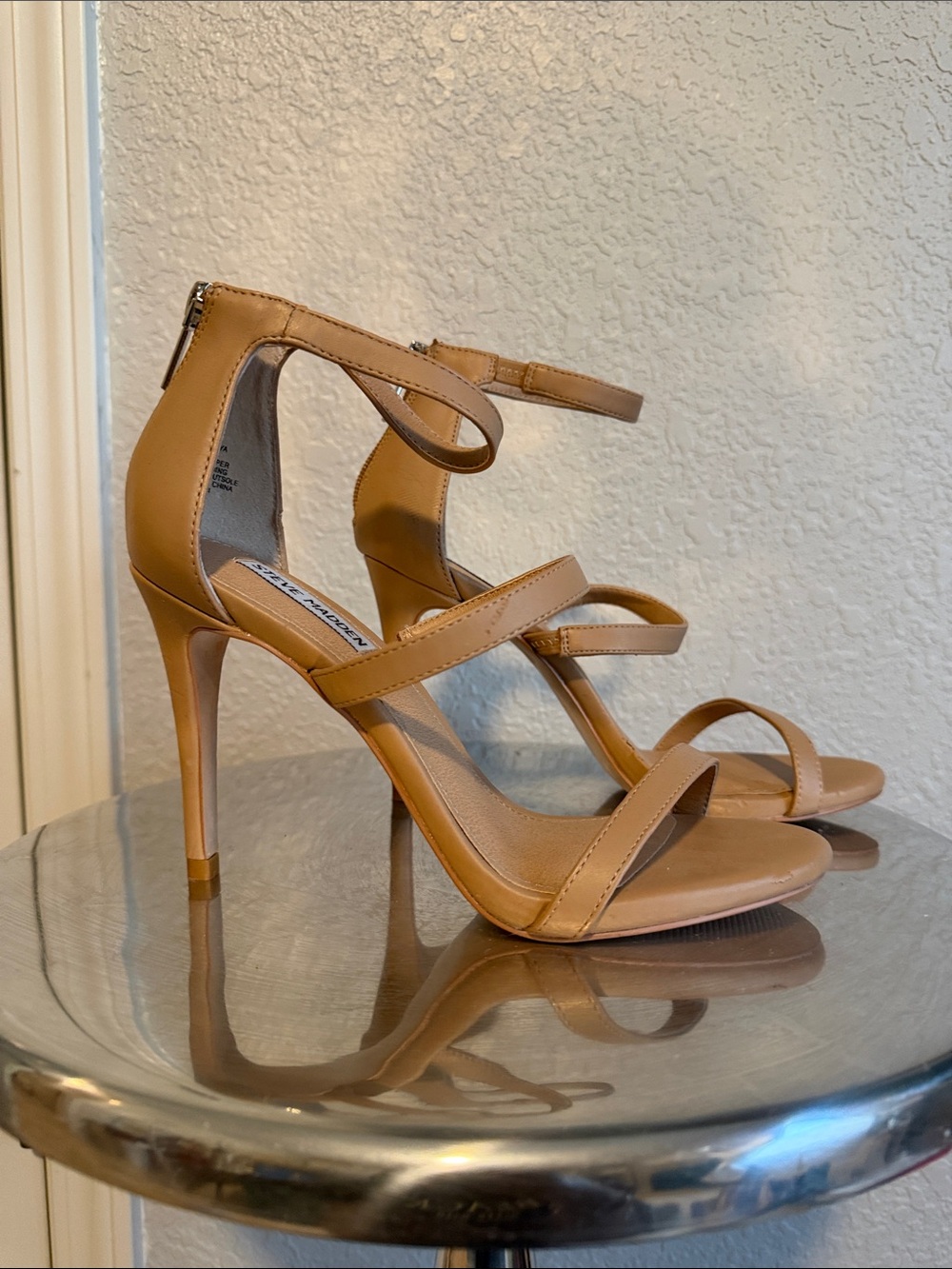 Steve Madden Tan Strappy Stiletto Heels